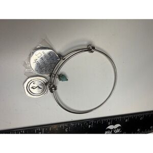 Music Note Charm Bangle Bracelet Silver Tone Where Words Fail Music Speaks